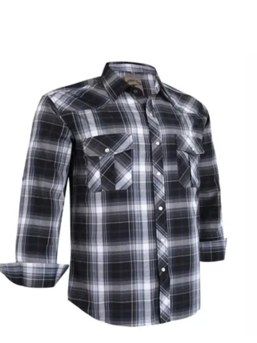 Men's Black & White Plaid Button-Down Shirt